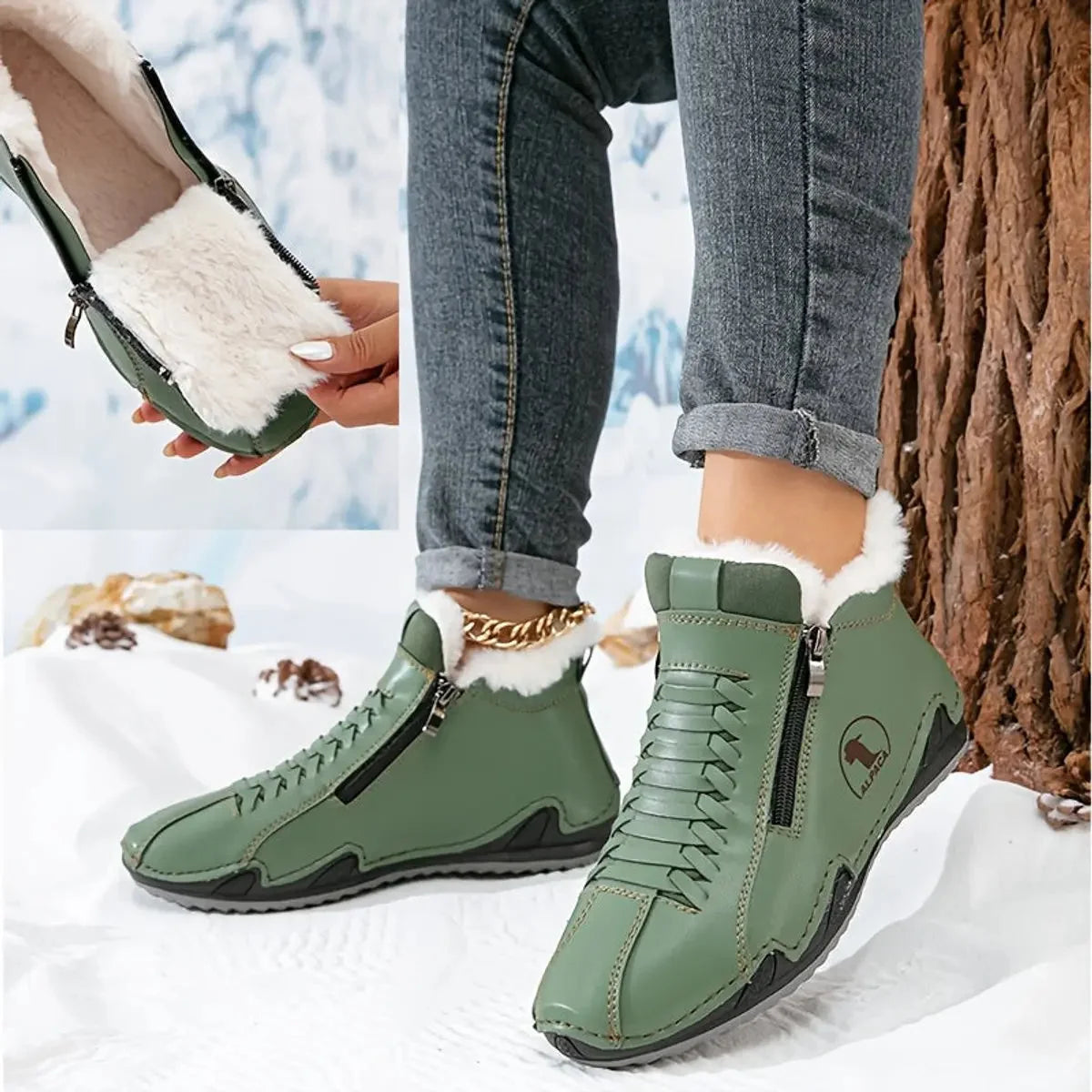Women's Ankle Boots | Faux-Fur Lined, Wide Toe Box, Side Zip Closure 10