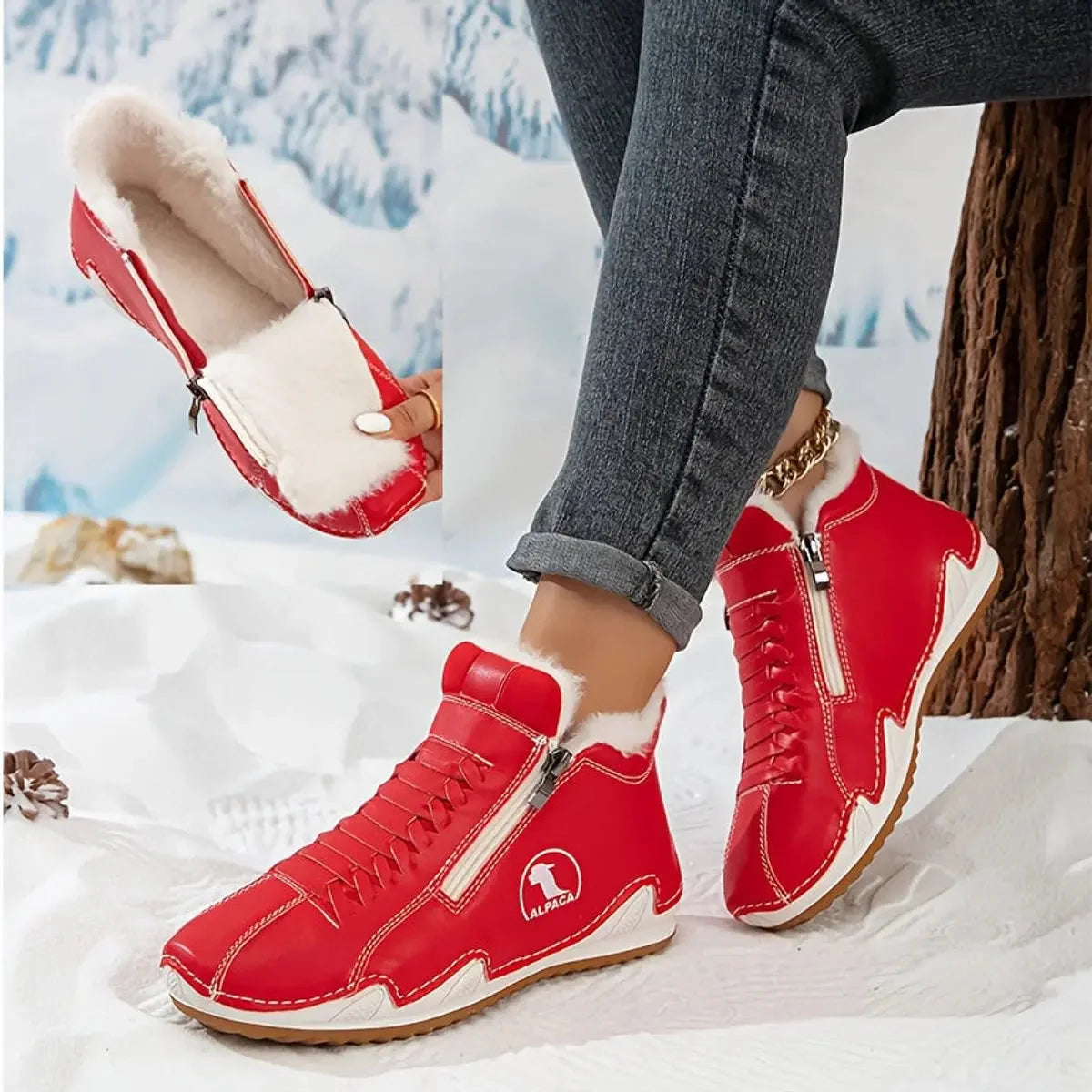 Women's Ankle Boots | Faux-Fur Lined, Wide Toe Box, Side Zip Closure 4