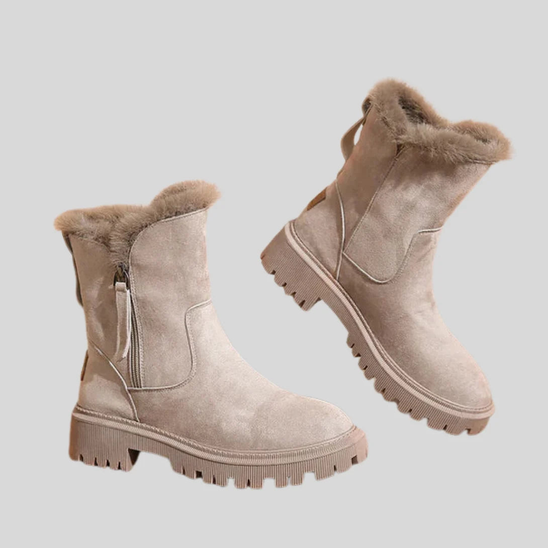 Women's Ankle Boots | Faux Fur Lining, Chunky Lug Sole, Side Zip Closure 0