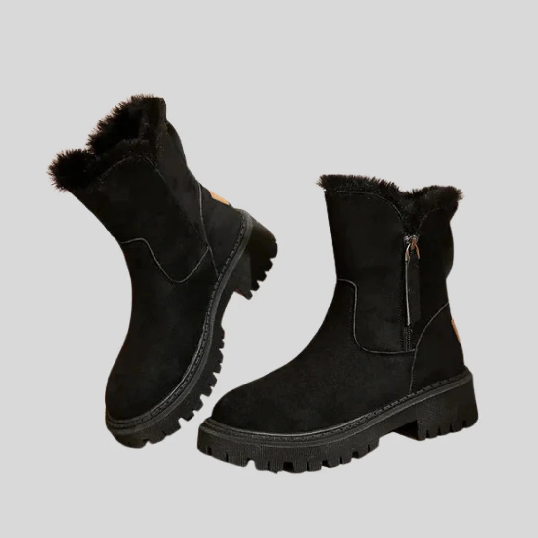 Women's Ankle Boots | Faux Fur Lining, Chunky Lug Sole, Side Zip Closure 1