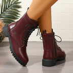 Women's Ankle Boots | Leather-Look, Side Lace Detail, Zip Closure 3