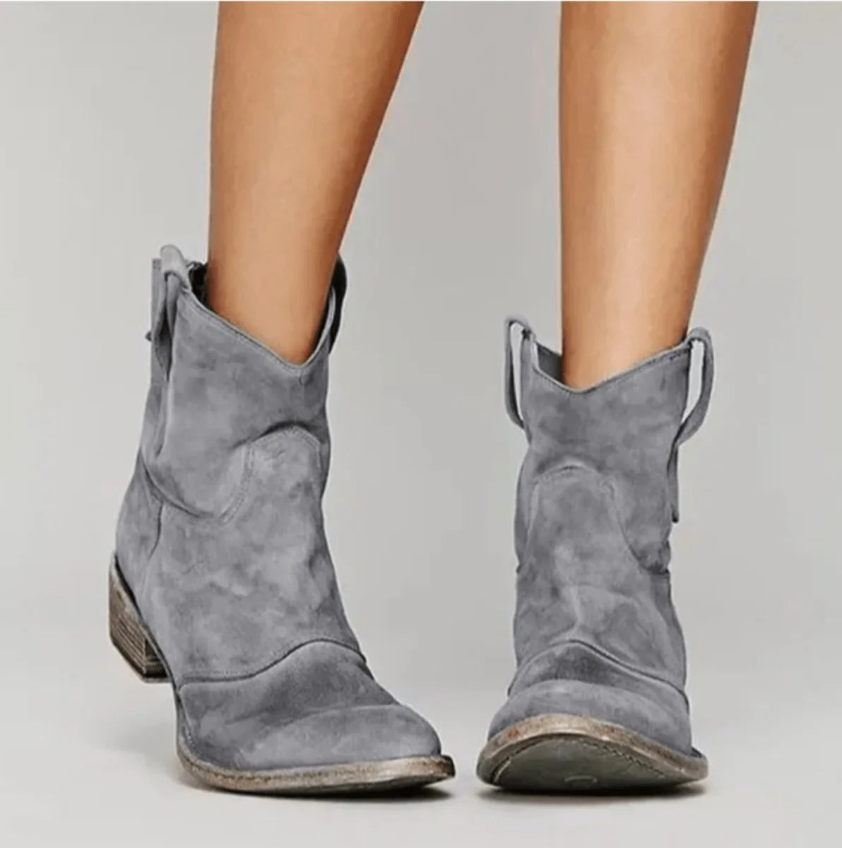 Women's Ankle Boots | Suede Western Style, Flat Block Heel, Easy On-Off 3