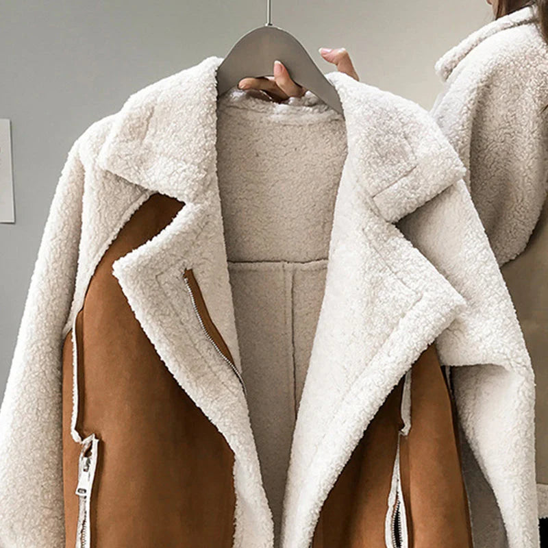 Women's Aviator Jacket | Sherpa Lining, Oversized Fit, Wide Collar 2