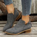 Women's Black Ankle Boots | Leather-Look Slip-On, Low Block Heel 0