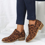 Women's Black Ankle Boots | Leather-Look Slip-On, Low Block Heel 6