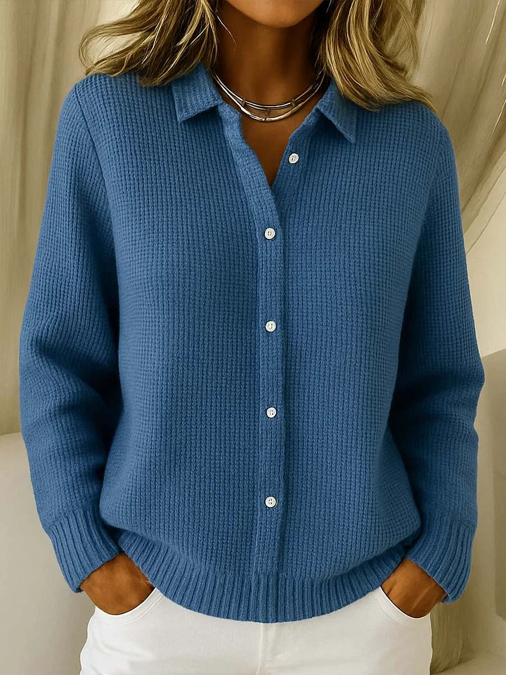 Women's Button-Front Cardigan | Structured Collar, Textured Knit, Relaxed Fit 3