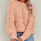 Women's Chunky Knit Jumper | Bobble Texture, Balloon Sleeves, Relaxed Fit 10
