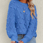 Women's Chunky Knit Jumper | Bobble Texture, Balloon Sleeves, Relaxed Fit 5