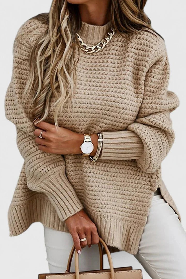 Women's Jumper | Comfortable Loose Fit, O Neckline, Slit Design 0
