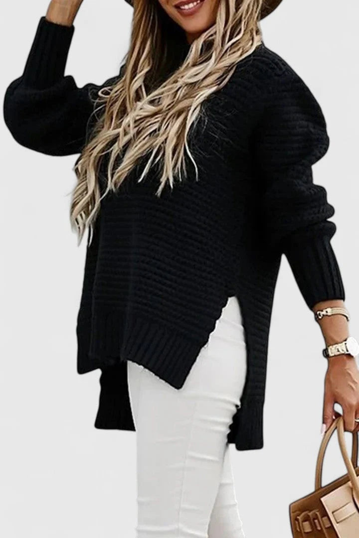 Women's Jumper | Comfortable Loose Fit, O Neckline, Slit Design 3
