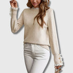Women's Jumper | Lace Detail, Decorative Buttons, Ribbed Cuffs 2