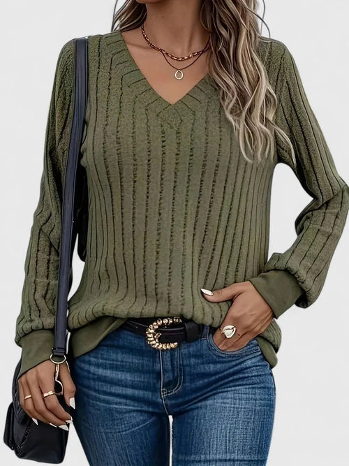Women's Jumper | Ribbed Knit, V-Neck, Comfortable Fit 0