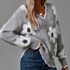 Women's Jumper | V-Neck, Floral Design, Soft Fabric 0