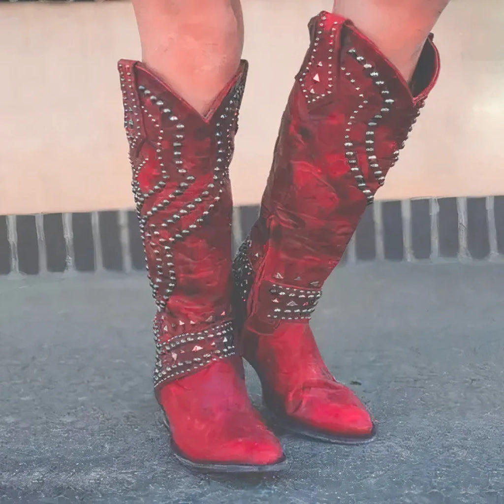 Women's Knee-High Boots | Orthopaedic, Pointed Toe, Mid Block Heel, Side Zipper 3