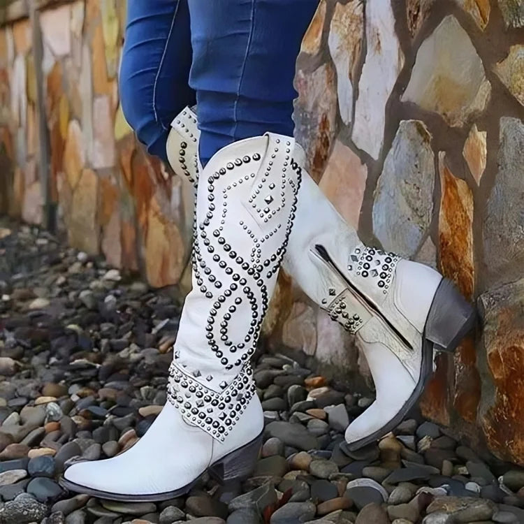 Women's Knee-High Boots | Orthopaedic, Pointed Toe, Mid Block Heel, Side Zipper 4
