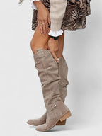 Women's Knee High Boots | Perforated Shaft, Low Block Heel 3