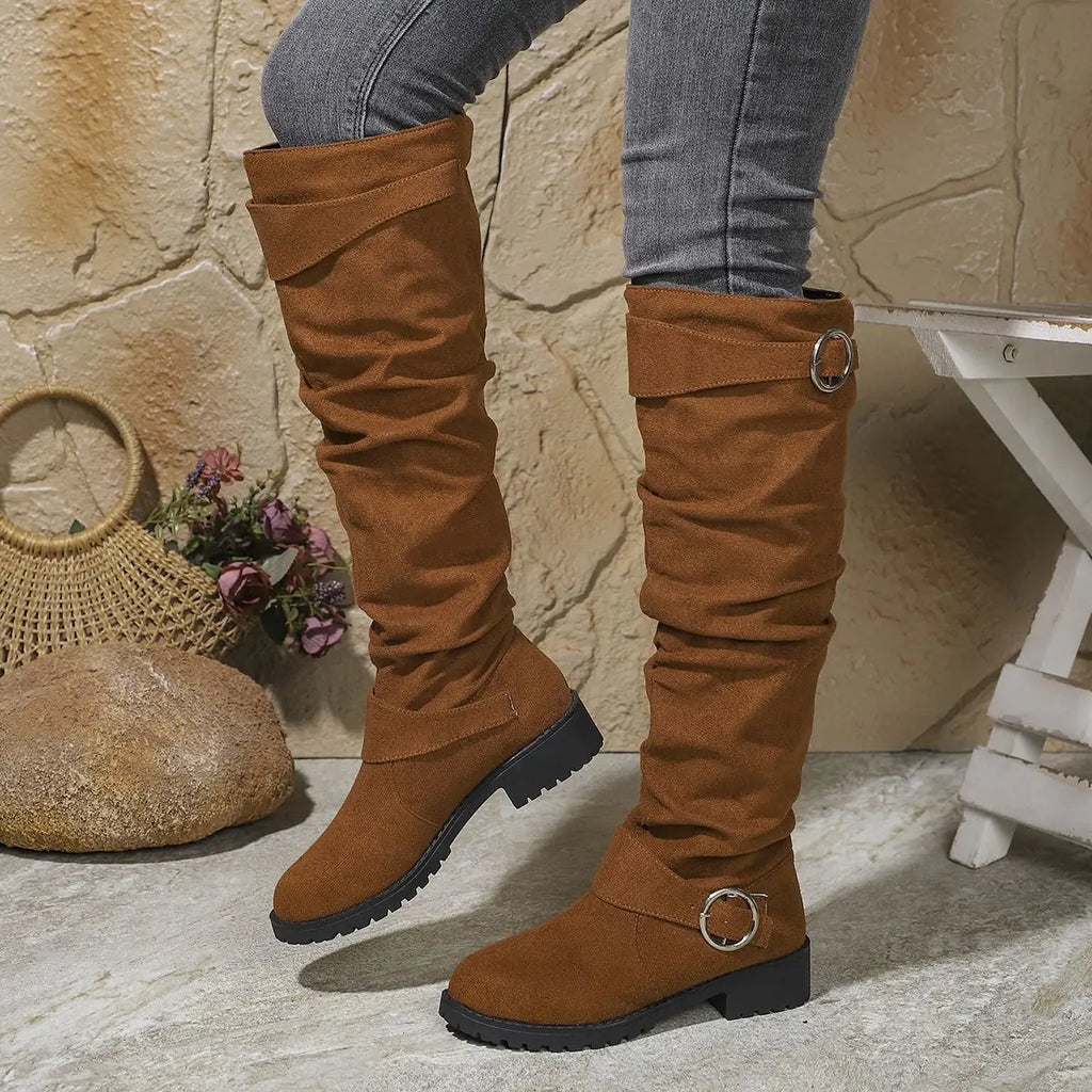 Women's Knee High Boots | Slouchy Fit, Buckle Detail, Comfortable Block Sole 2