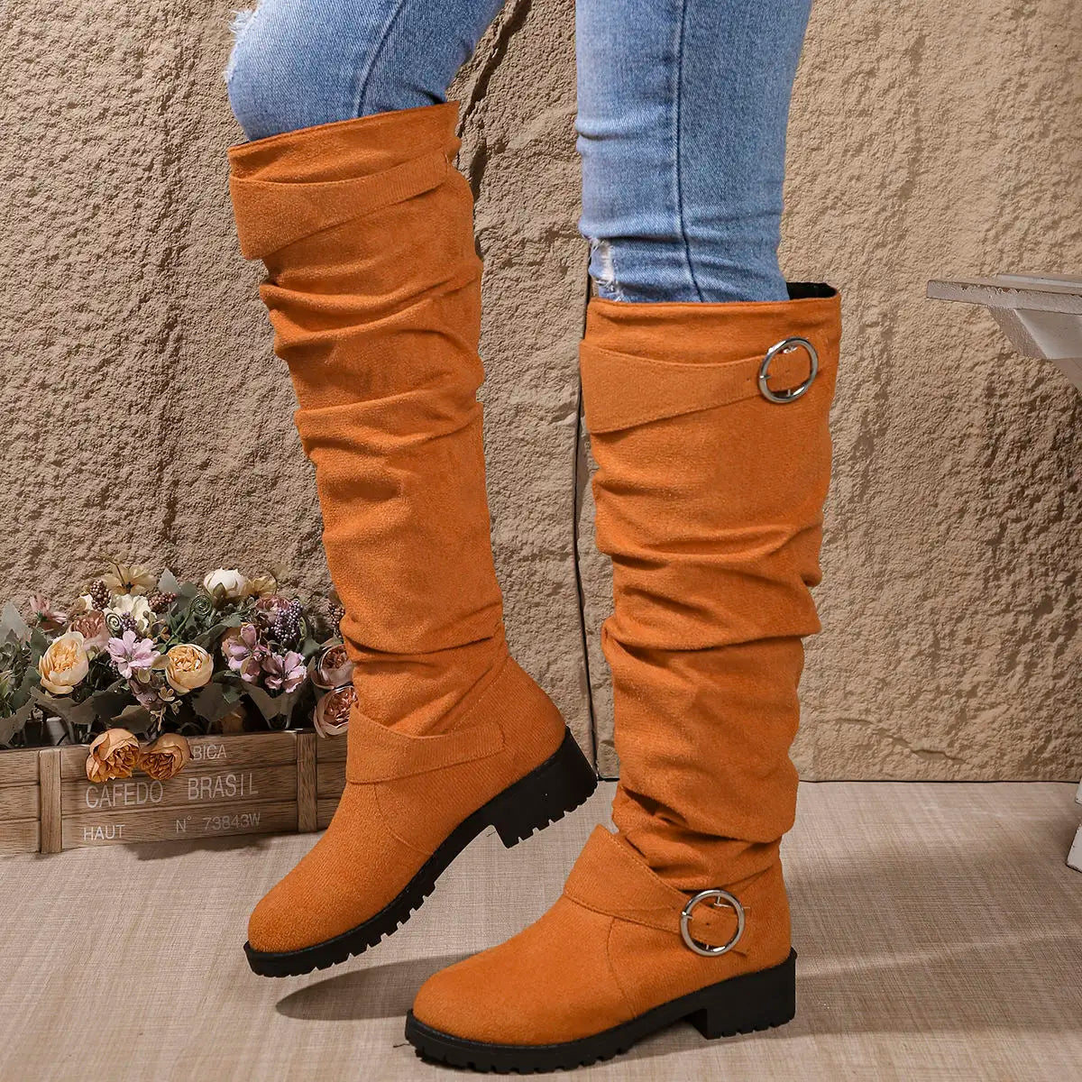Women's Knee High Boots | Slouchy Fit, Buckle Detail, Comfortable Block Sole 4