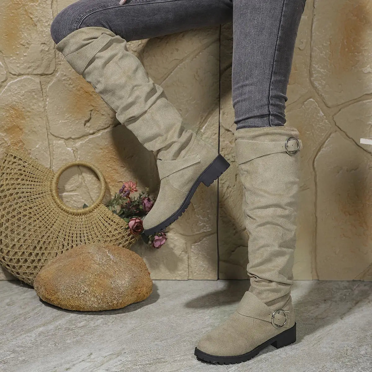 Women's Knee High Boots | Slouchy Fit, Buckle Detail, Comfortable Block Sole 6