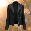 Women's Leather Jacket | Fitted Quilted Design, Asymmetric Zip, Laced Shoulders 0
