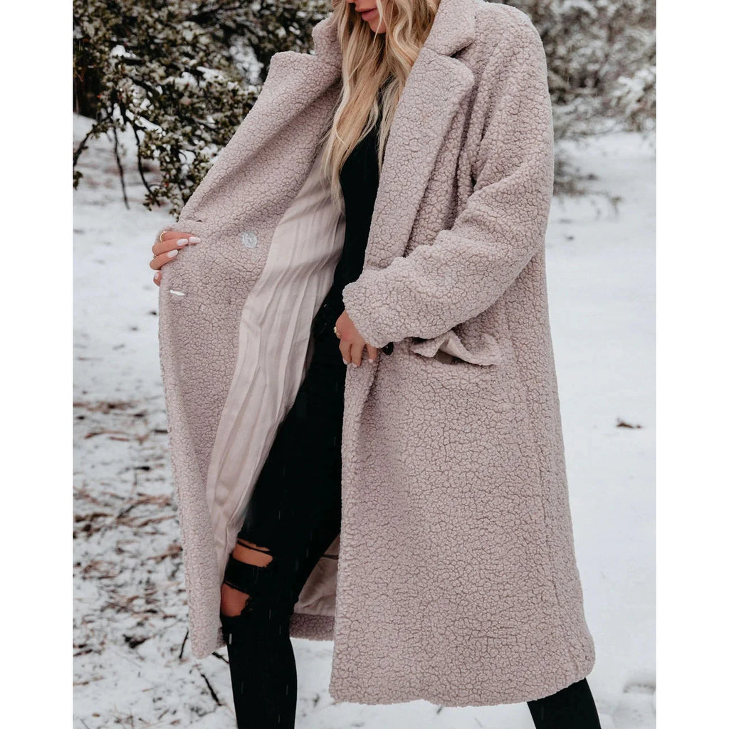 Women's Long Teddy Coat | Soft Texture, Relaxed Fit, Knee-Length 6