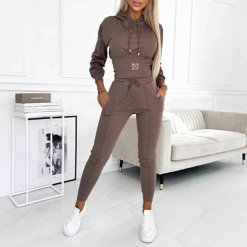 Women's Loungewear Set | Fitted High Waist Top, Relaxed Fit Pants 5