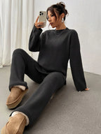 Women's Loungewear Set | Soft Mock Neck Jumper and Wide-Leg Trousers 4