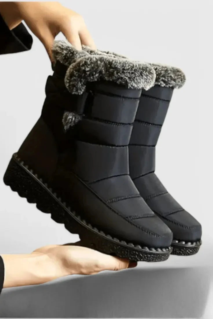 Women's Mid-Calf Boots | Waterproof, Quilted Design, Faux Fur Lining 2