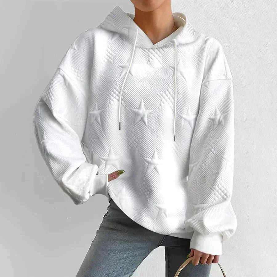 Women's Oversized Hoodie | Embossed Star Texture, Relaxed Fit 0