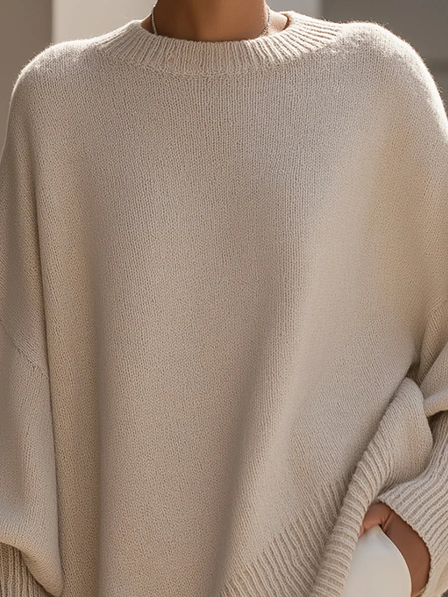 Women's Oversized Jumper | Soft Wool Blend, Asymmetrical Hem, Ribbed Cuffs 1