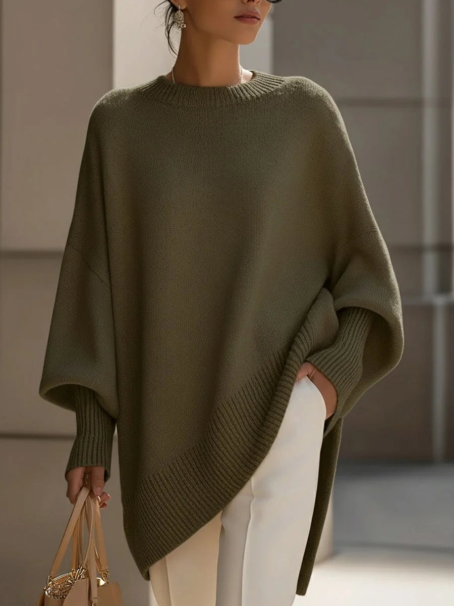 Women's Oversized Jumper | Soft Wool Blend, Asymmetrical Hem, Ribbed Cuffs 10