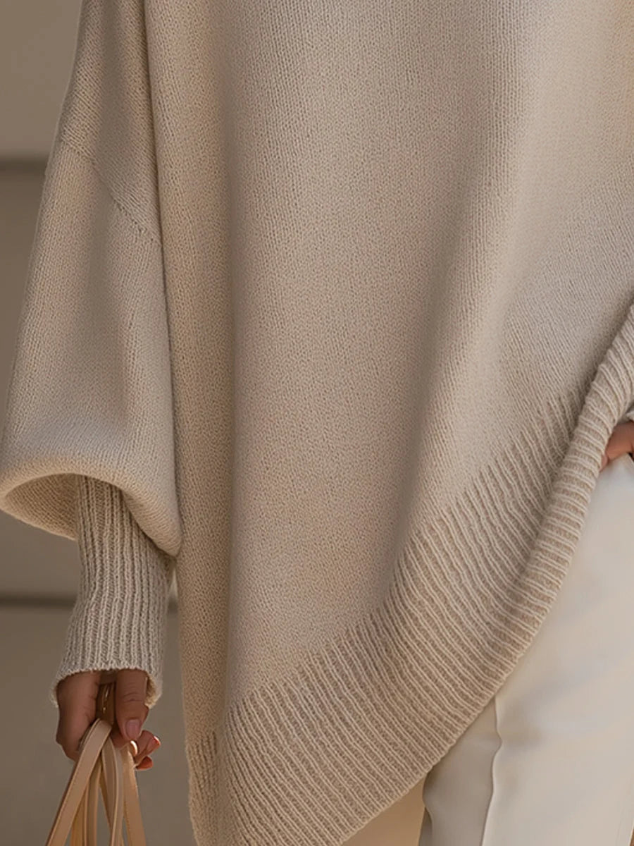 Women's Oversized Jumper | Soft Wool Blend, Asymmetrical Hem, Ribbed Cuffs 2