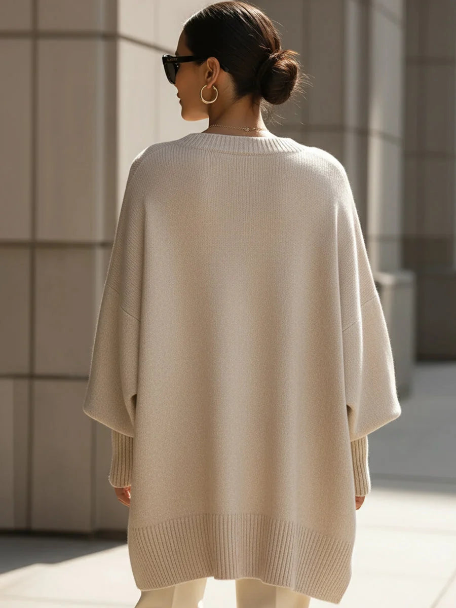Women's Oversized Jumper | Soft Wool Blend, Asymmetrical Hem, Ribbed Cuffs 3