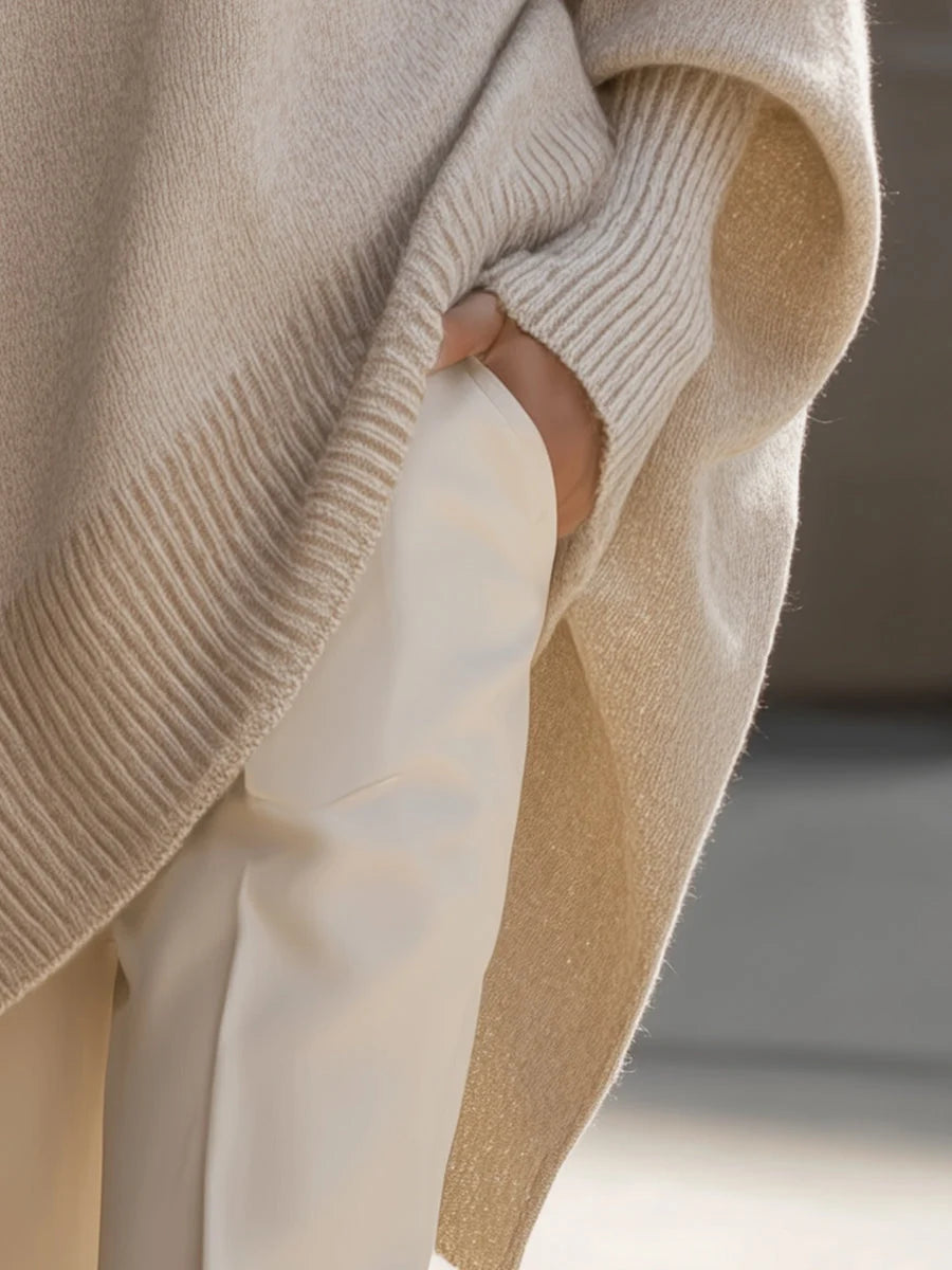 Women's Oversized Jumper | Soft Wool Blend, Asymmetrical Hem, Ribbed Cuffs 4