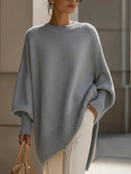 Women's Oversized Jumper | Soft Wool Blend, Asymmetrical Hem, Ribbed Cuffs 8