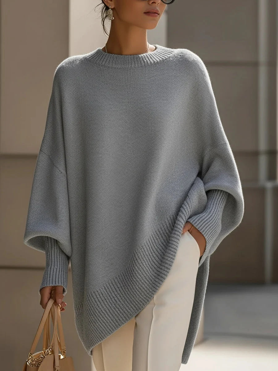 Women's Oversized Jumper | Soft Wool Blend, Asymmetrical Hem, Ribbed Cuffs 8
