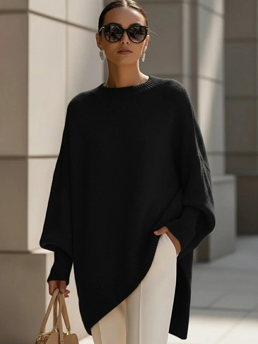 Women's Oversized Jumper | Soft Wool Blend, Asymmetrical Hem, Ribbed Cuffs 9
