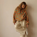 Women's Oversized Teddy Fleece Jacket | Floral Print, Relaxed Fit, Half Zip 7