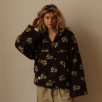 Women's Oversized Teddy Fleece Jacket | Floral Print, Relaxed Fit, Half Zip 8