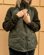 Women's Puffer Jacket | Padded Body, Soft Knitted Sleeves, Casual Chic 5