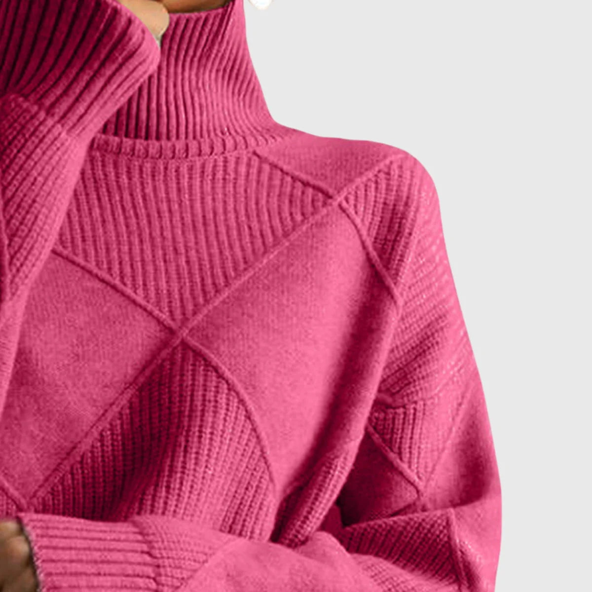 Women's Roll Neck Jumper | Soft Knit, Geometric Pattern, Cozy Fit 3