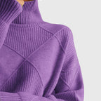 Women's Roll Neck Jumper | Soft Knit, Geometric Pattern, Cozy Fit 5