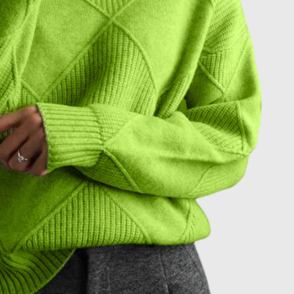 Women's Roll Neck Jumper | Soft Knit, Geometric Pattern, Cozy Fit 8