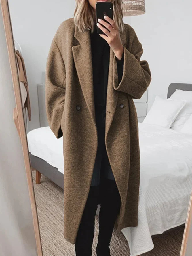 Women's Tailored Overcoat | Long Cotton Blend, Classic Fit for Winter 4