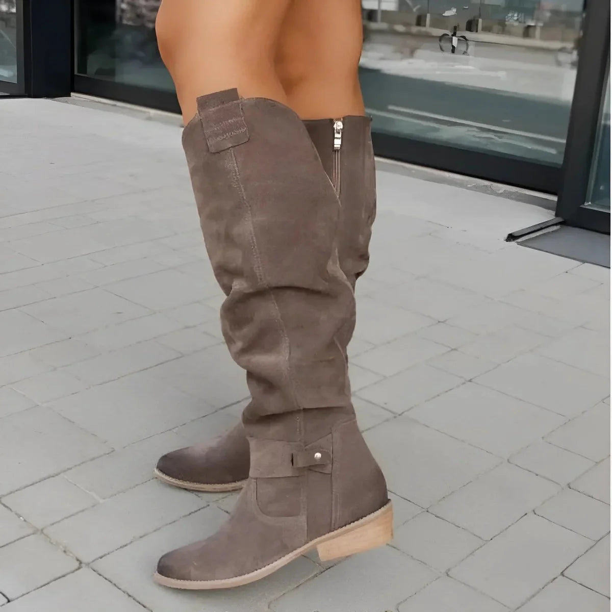 Women's Thigh High Boots | Slouchy Fit, Low Block Heel, Suede-Effect 2