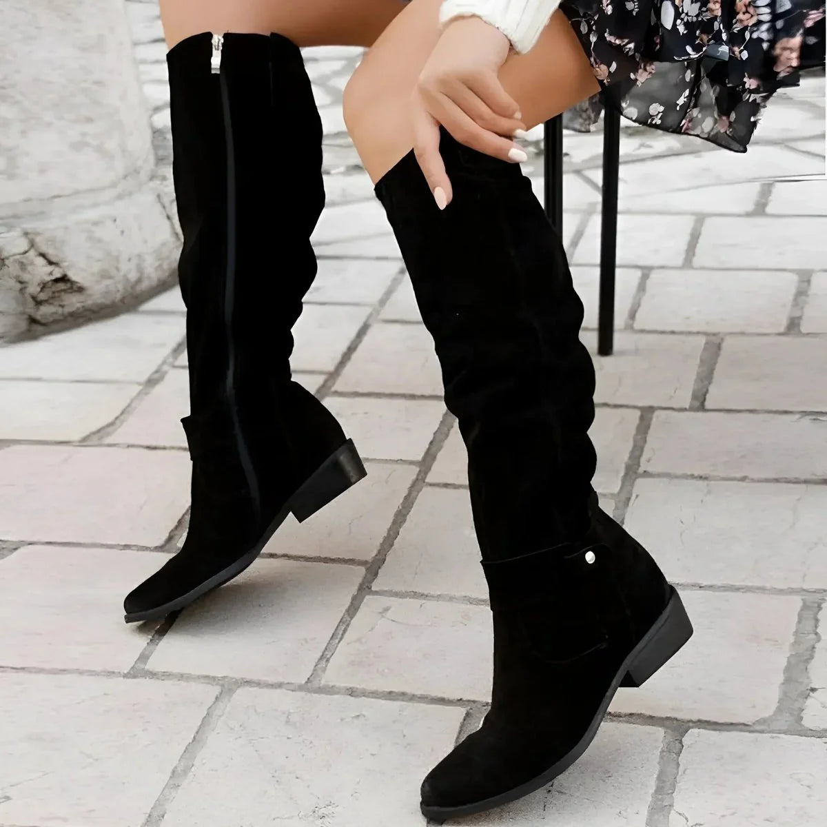 Women's Thigh High Boots | Slouchy Fit, Low Block Heel, Suede-Effect 5