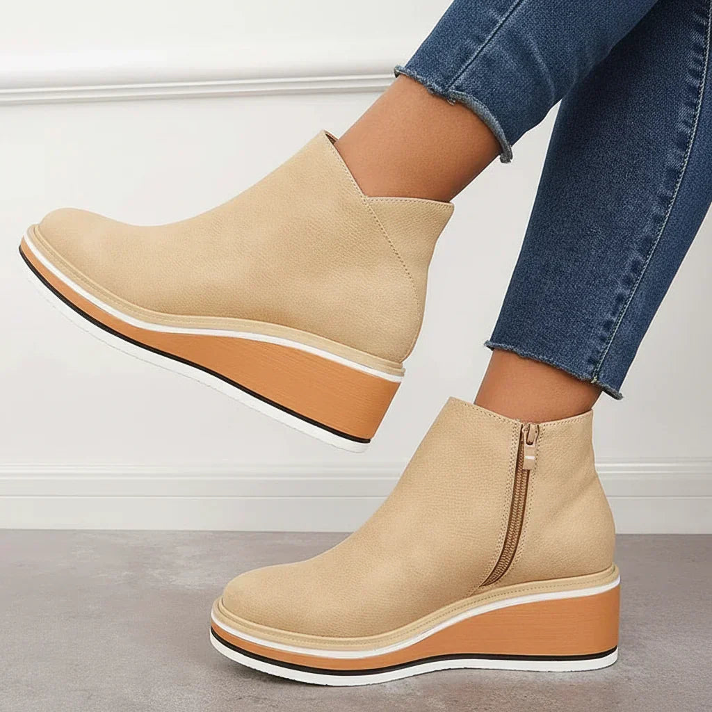 Women's Wedge Ankle Boots | Platform Sole, Side Zip, Closed Toe 1