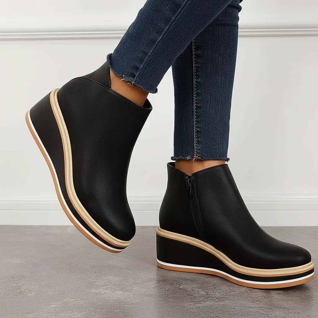 Women's Wedge Ankle Boots | Platform Sole, Side Zip, Closed Toe 2
