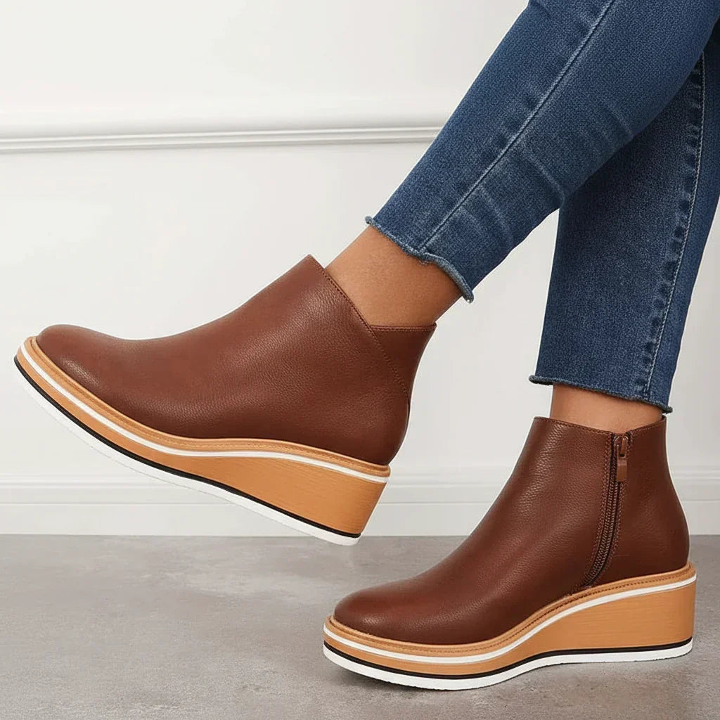 Women's Wedge Ankle Boots | Platform Sole, Side Zip, Closed Toe 3