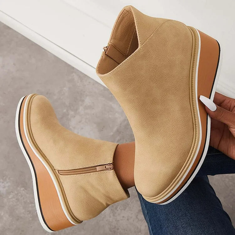 Women's Wedge Ankle Boots | Platform Sole, Side Zip, Closed Toe 7